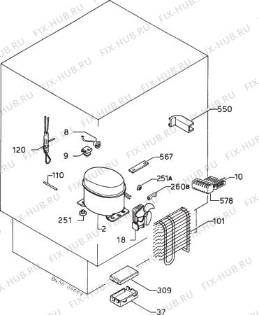 Взрыв-схема холодильника Zanussi ZU6154 - Схема узла Cooling system 017